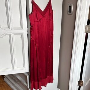 Dkny Red 100% Silk Midi Slip Dress